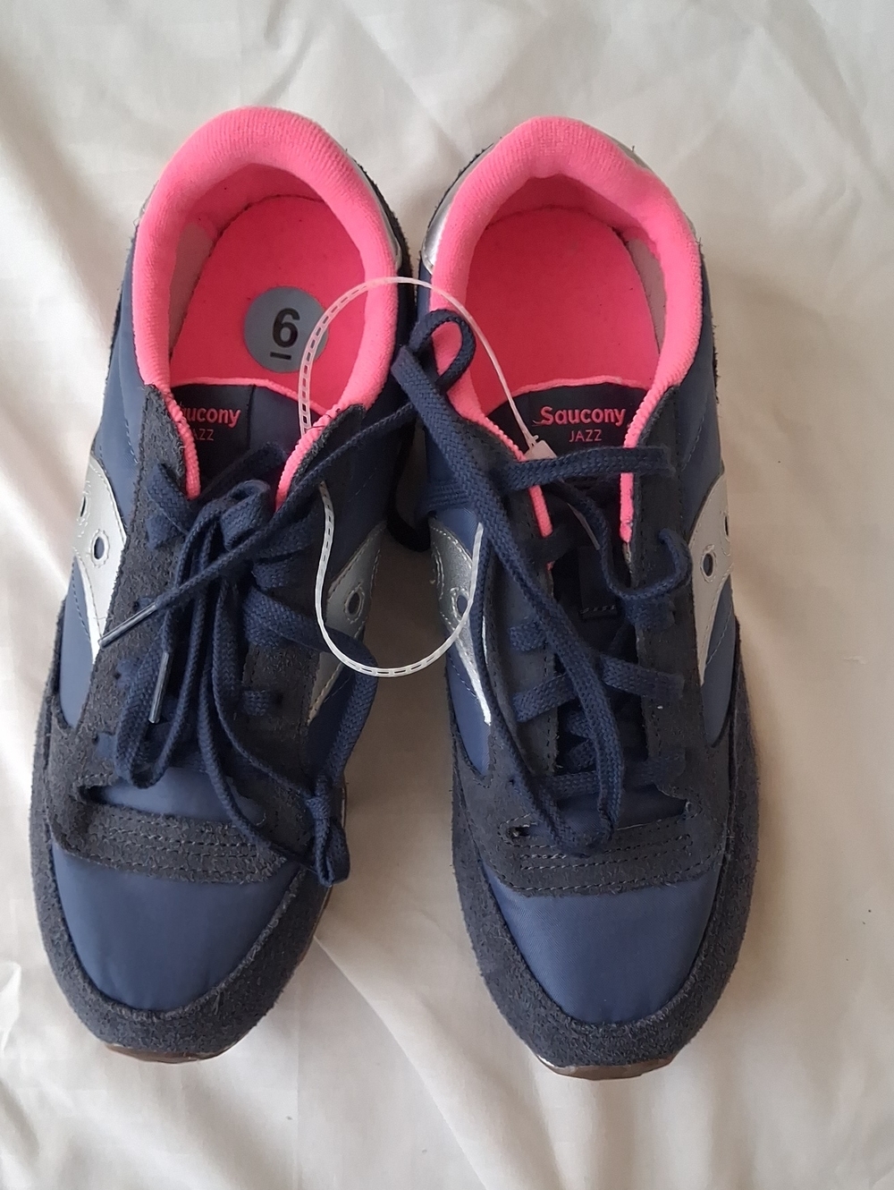 Saucony Jazz Original Navy Blue Silver & Hot Pink Sneakers - Size 6